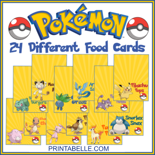 Pokemon Printable Food Label Cards + FREE Snack Bar Sign