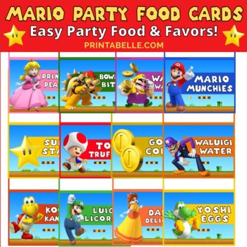 Super Mario Party Food Cards Printable