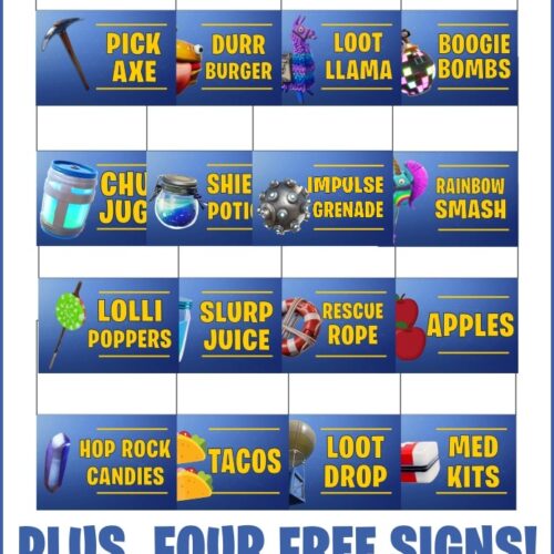 Fortnite Food Cards Printable Labels